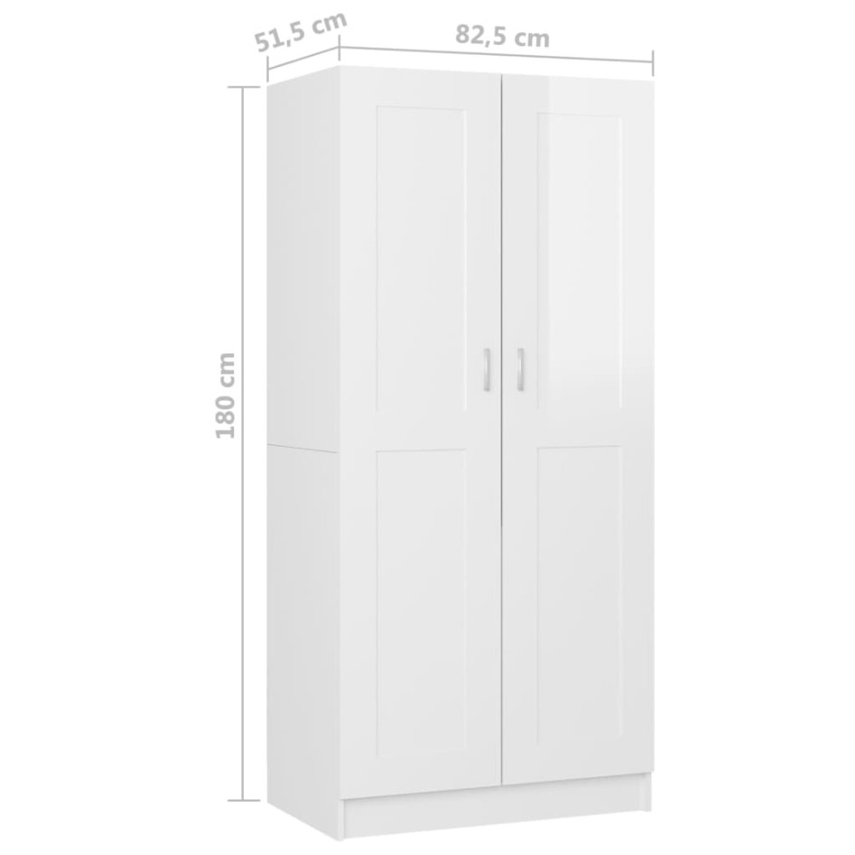 Armario madera contrachapada blanco brillante 82,5x51,5x180