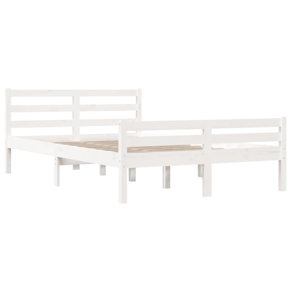 Estructura de cama madera maciza blanca King Size 150x200