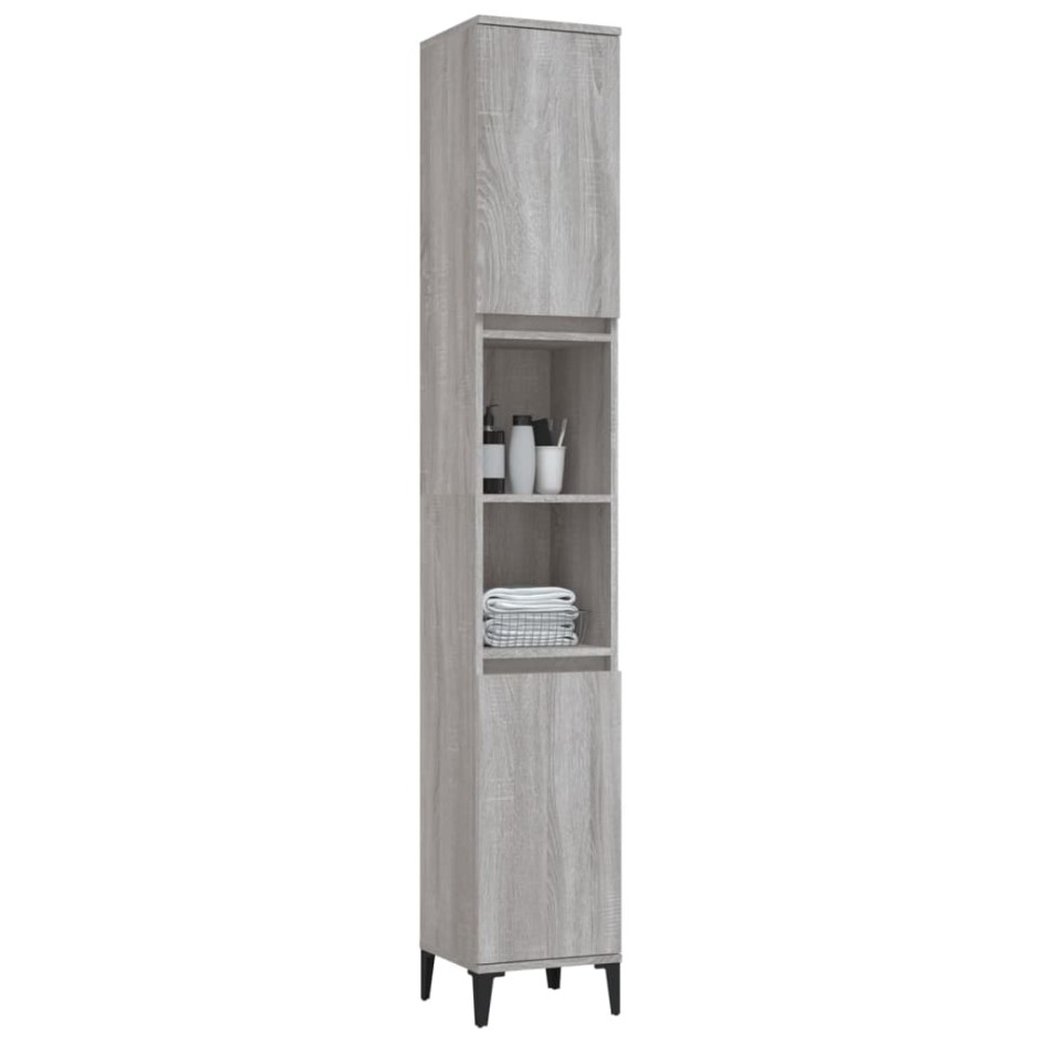 Armario de baño madera contrachapada gris Sonoma 30x30x190