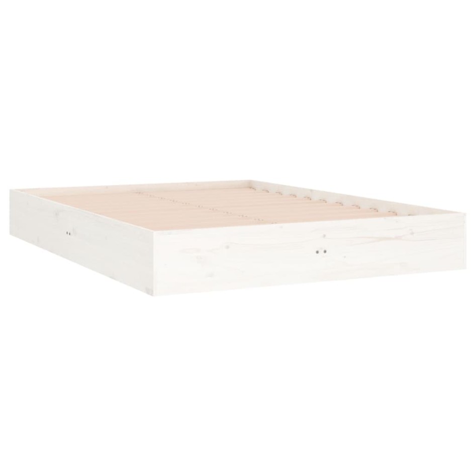 Estructura de cama de madera maciza blanca 140x190