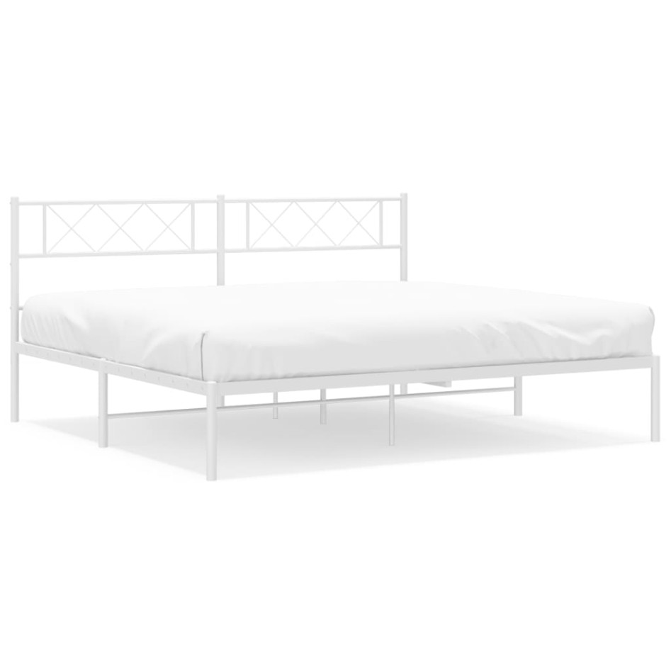 Estructura de cama de metal con cabecero blanco 193x203