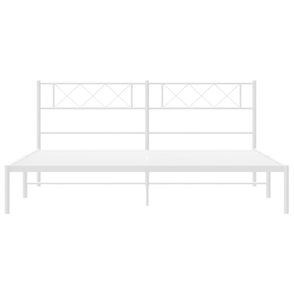 Estructura de cama de metal con cabecero blanco 193x203