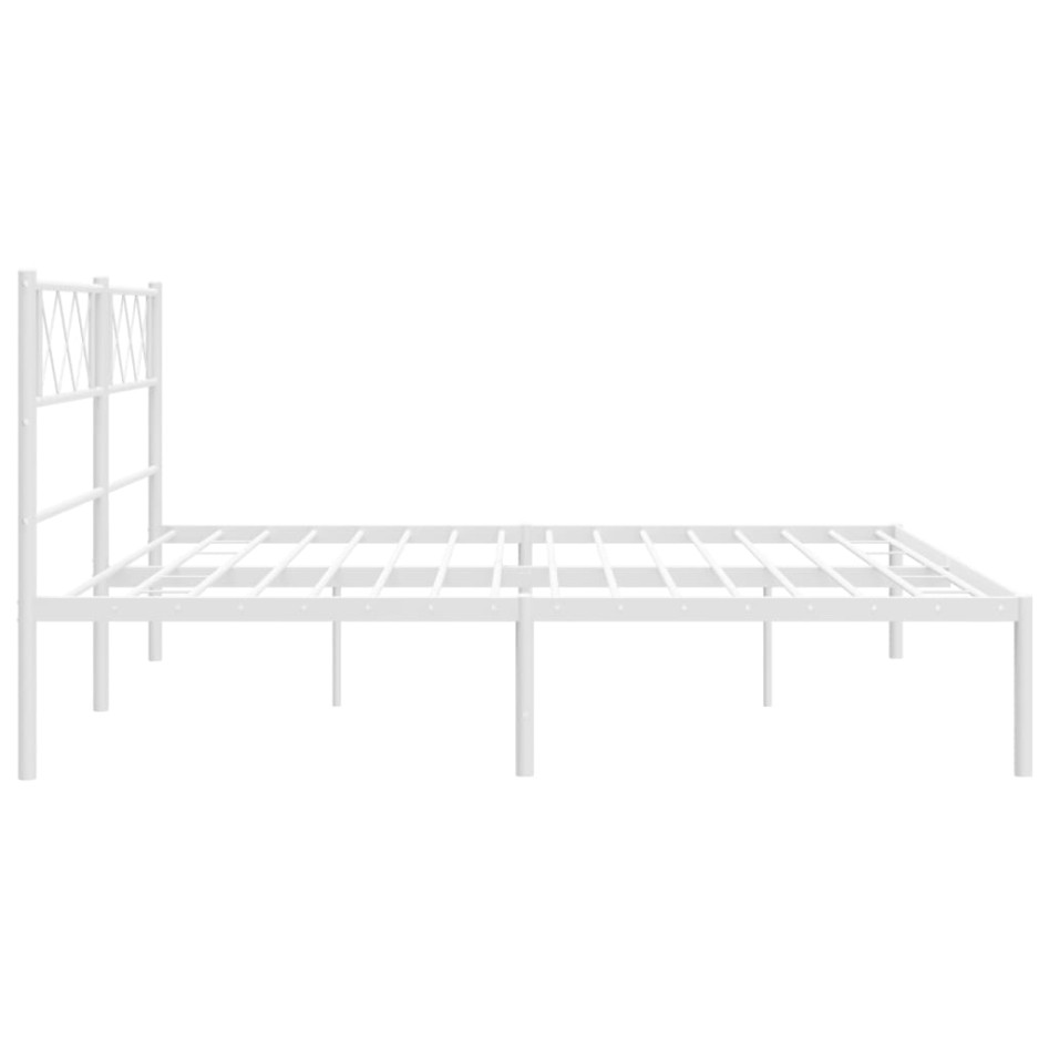 Estructura de cama de metal con cabecero blanco 193x203