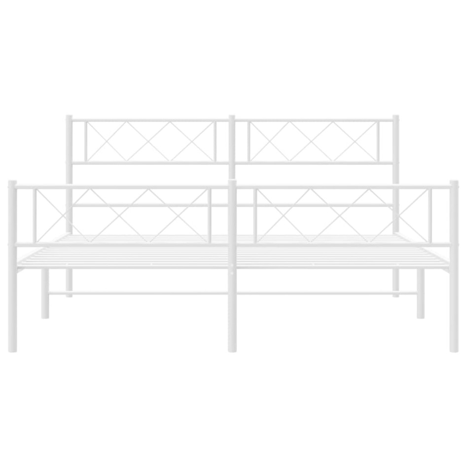 Estructura cama metal con cabecero y estribo blanco 140x200