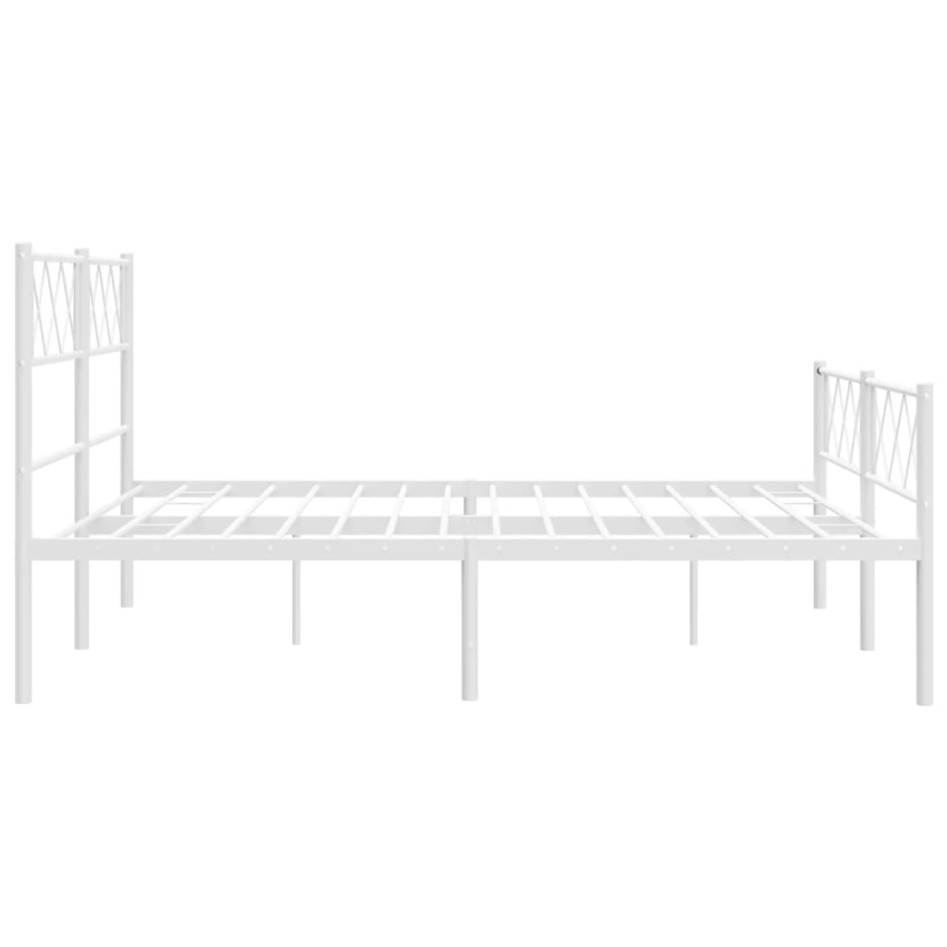Estructura cama metal con cabecero y estribo blanco 140x200