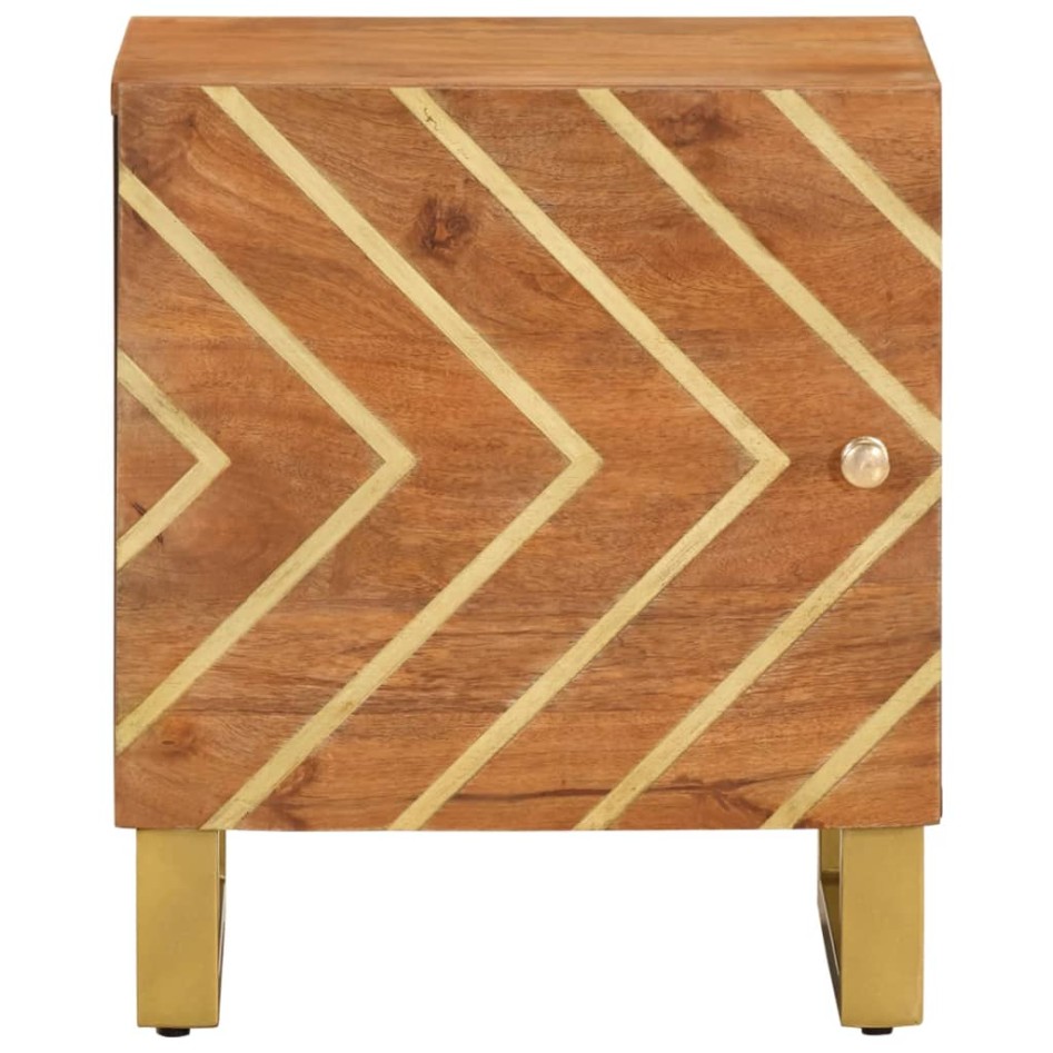 Mesitas de noche 2 uds madera maciza de mango marrón y