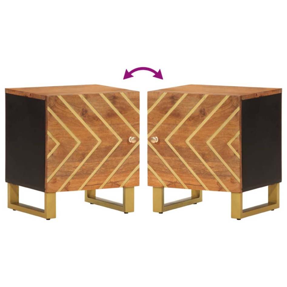 Mesitas de noche 2 uds madera maciza de mango marrón y