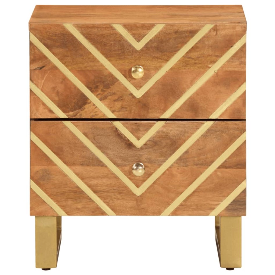 Mesitas de noche 2 uds madera maciza de mango marrón y