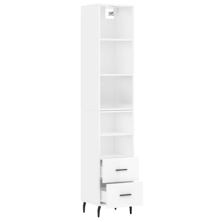 Aparador alto madera contrachapada blanco brillo 34,5x34x180