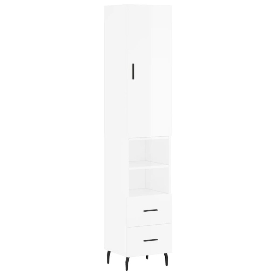 Aparador alto madera contrachapada blanco brillo 34,5x34x180