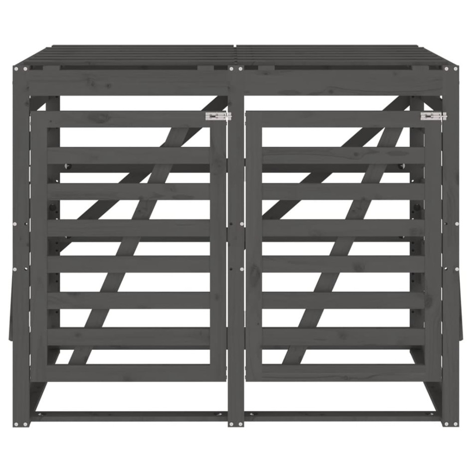 Cobertizo doble para cubos de basura madera maciza de pino