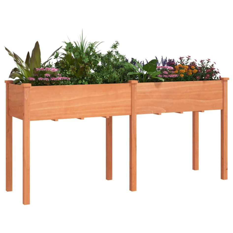 Jardinera con forro madera maciza de abeto marrón 161x45x76
