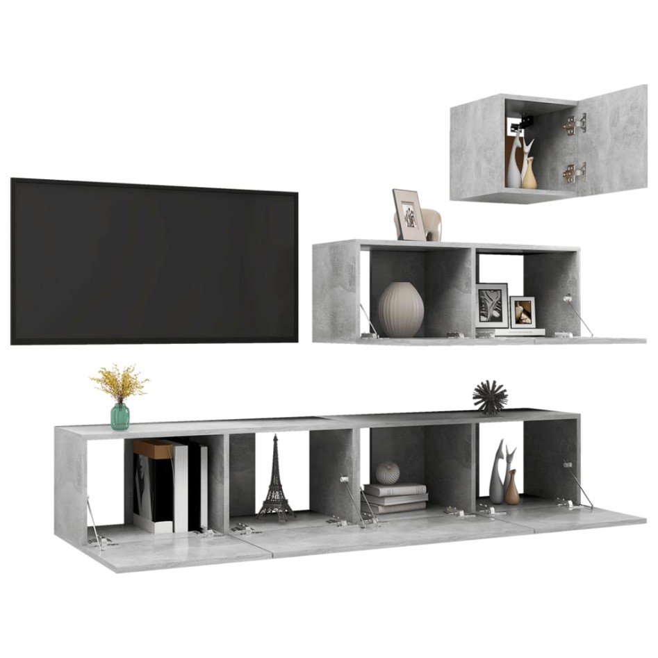 Set de muebles de salón 4 pzas madera ingeniería gris
