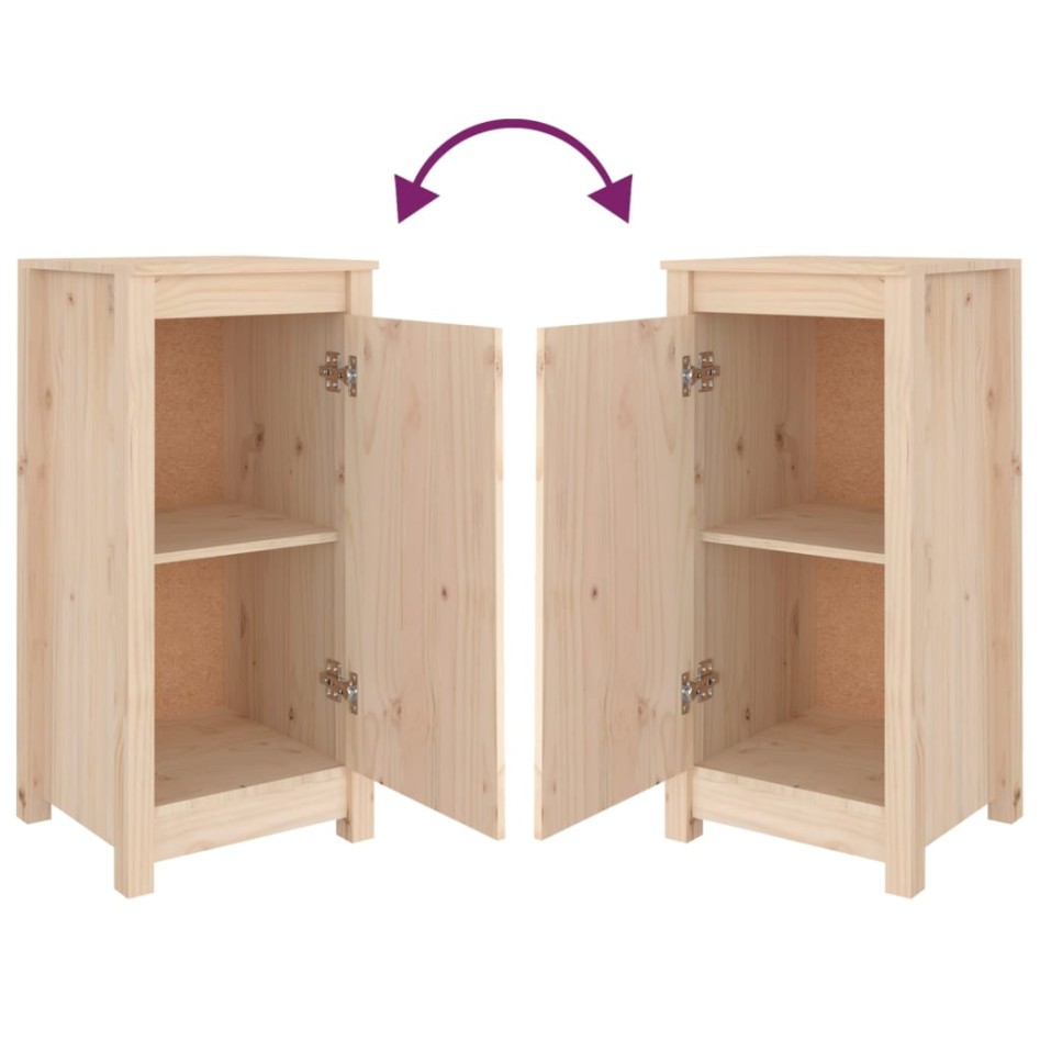 Aparadores 2 uds madera maciza de pino 40x35x80