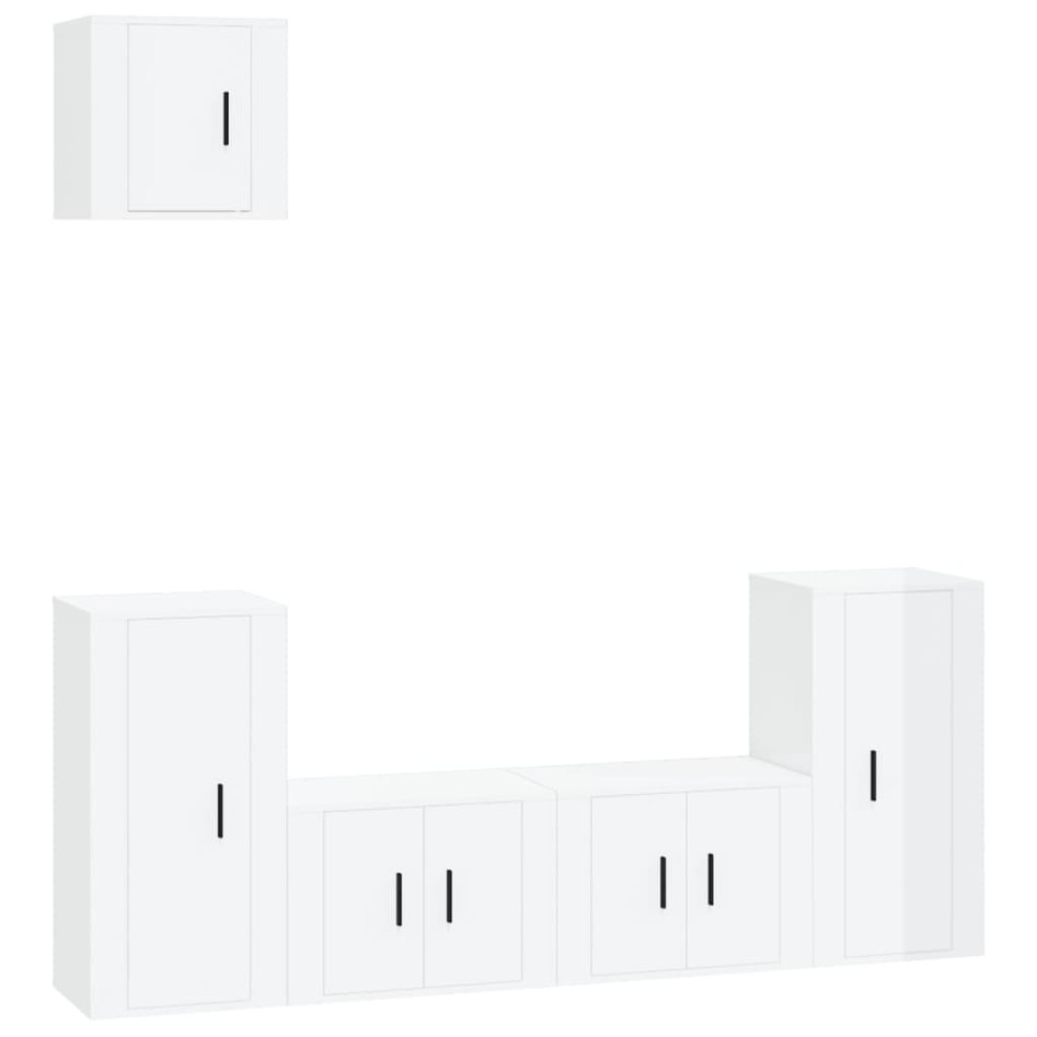 Set de muebles de TV 5 pzas madera contrachapada blanco