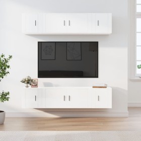 Set de muebles de TV 6 pzas madera contrachapada blanco
