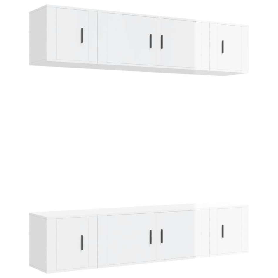 Set de muebles de TV 6 pzas madera contrachapada blanco