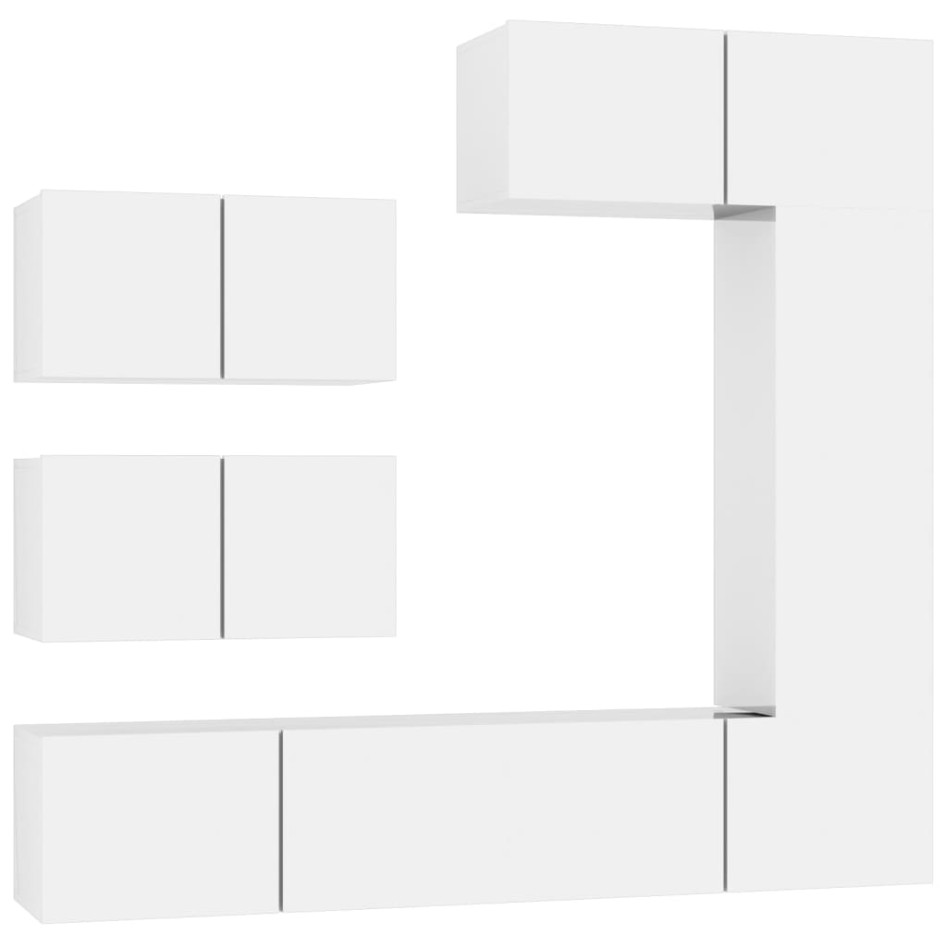 Set de muebles de TV 6 pzas madera contrachapada blanco