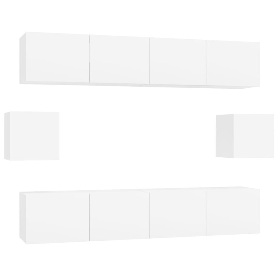 Set de muebles de TV 6 pzas madera contrachapada blanco