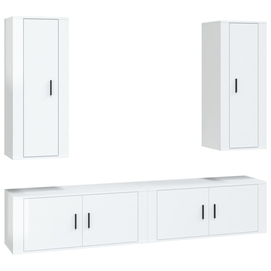 Set de muebles de TV 4 pzas madera contrachapada blanco