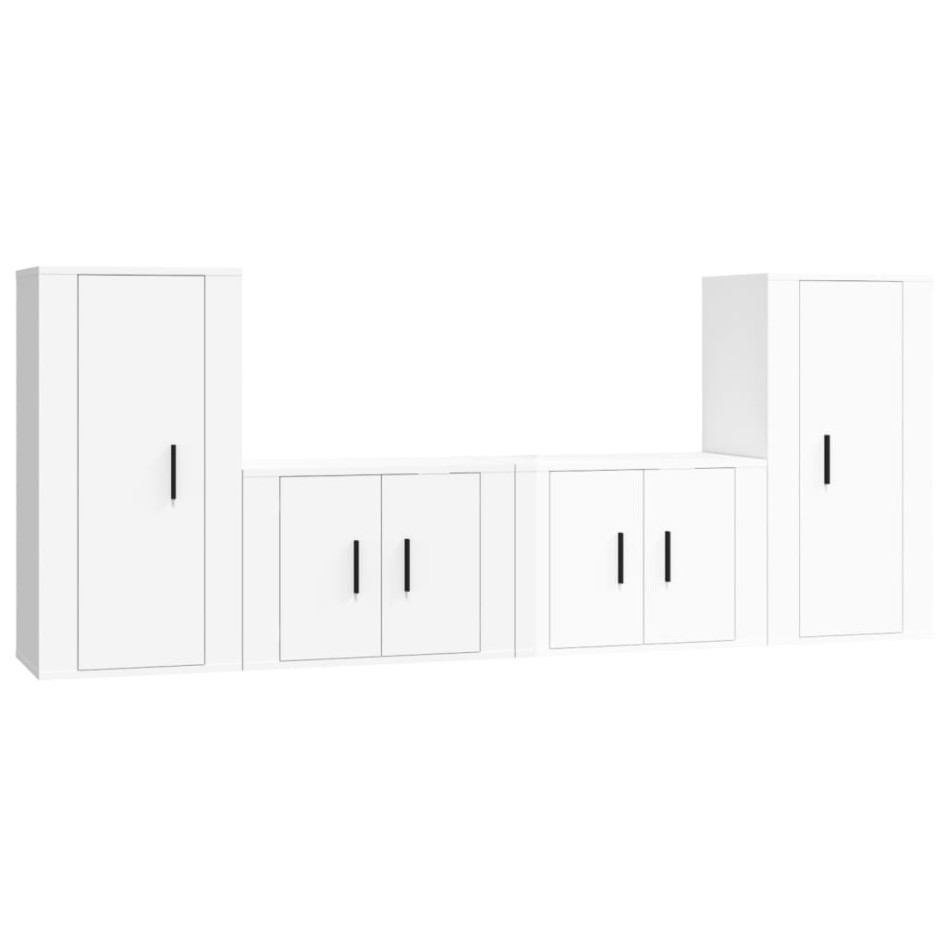 Set de muebles de TV 4 pzas madera contrachapada blanco