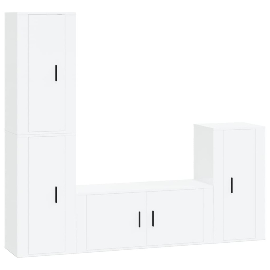 Set de muebles de TV 4 pzas madera contrachapada blanco
