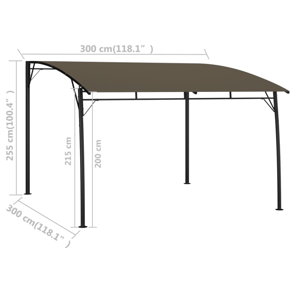 Toldo parasol de jardín gris taupe 3x3x2,55
