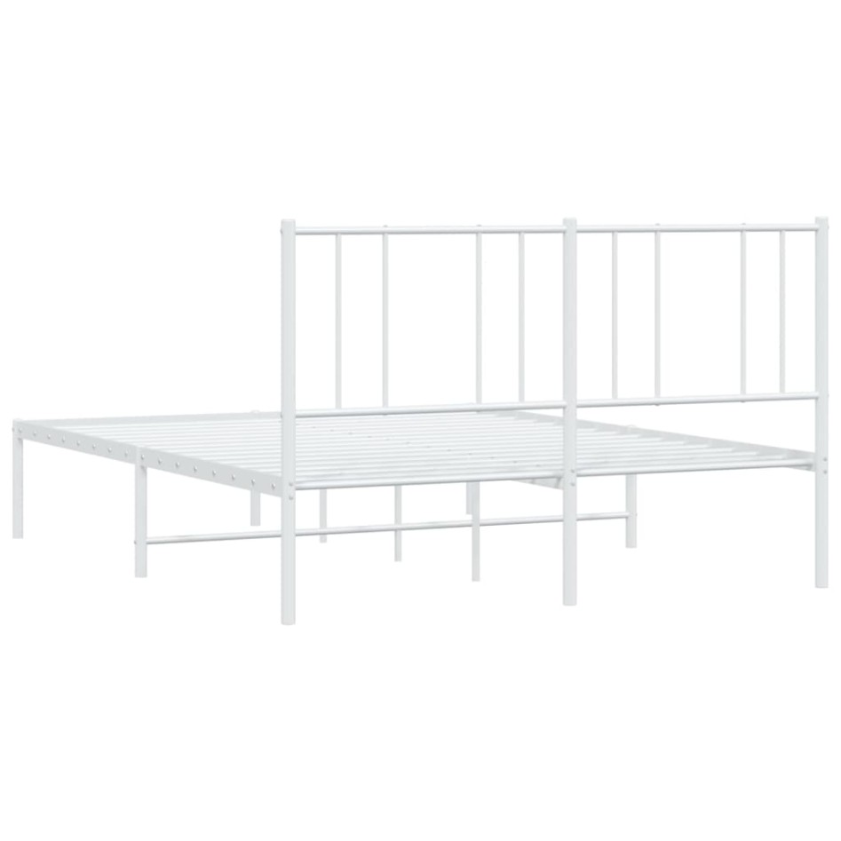 Estructura de cama de metal con cabecero blanca 150x200