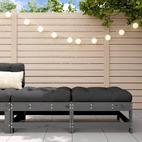 Taburetes de jardín con cojines 2 uds madera maciza pino