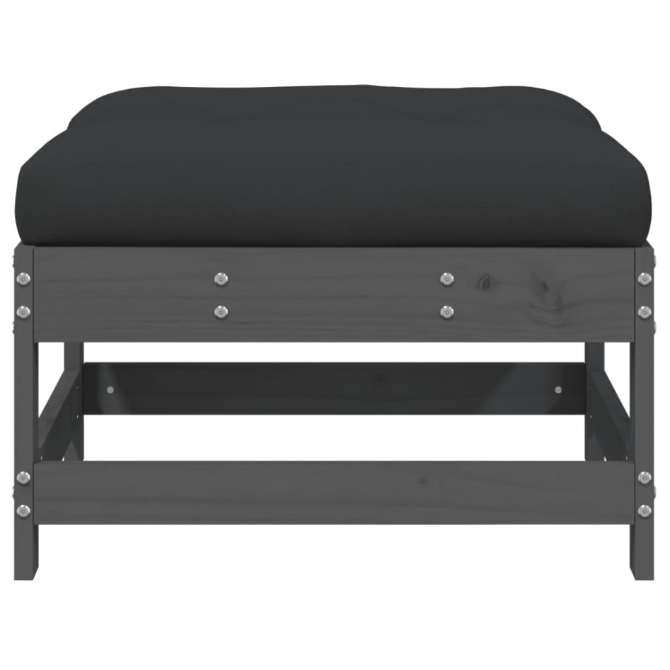 Taburetes de jardín con cojines 2 uds madera maciza pino