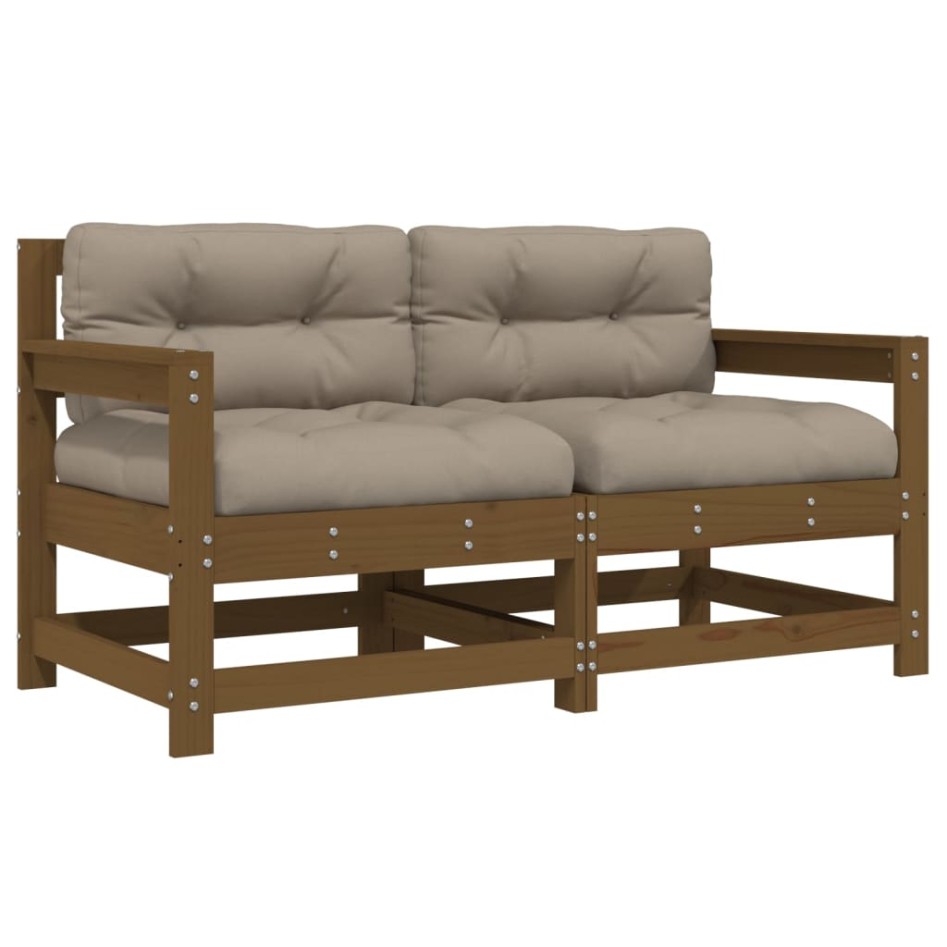 Sillones de jardín cojines 2 uds madera maciza pino marrón