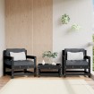Sillones de jardín con cojines 2 uds madera maciza pino negro