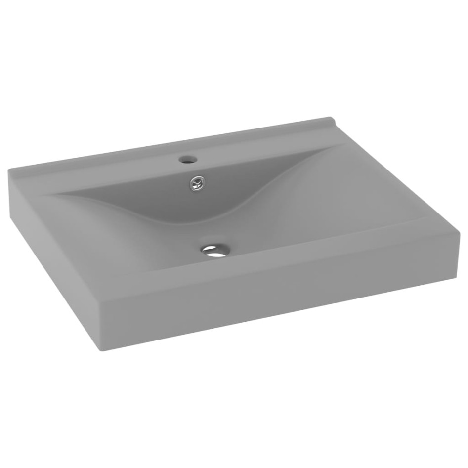 Lavabo de lujo con grifo cerámica 60x46 cm gris