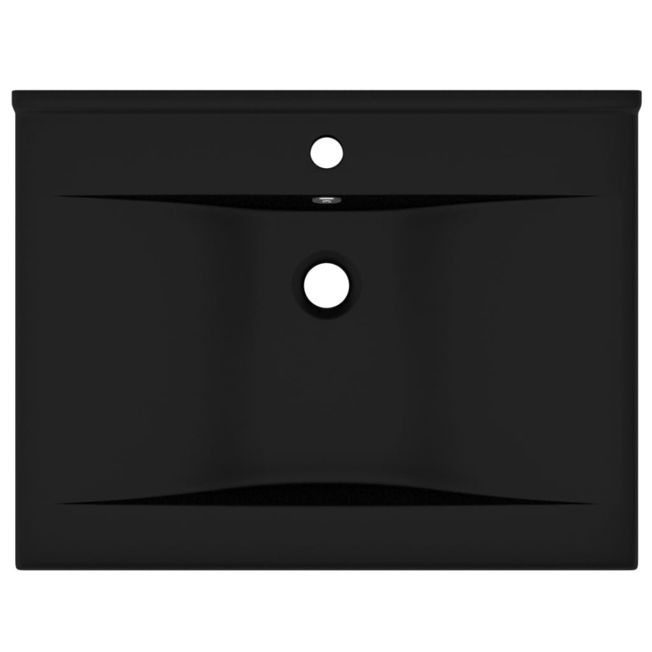 Lavabo lujoso con agujero de grifo cerámica negro mate 60x46