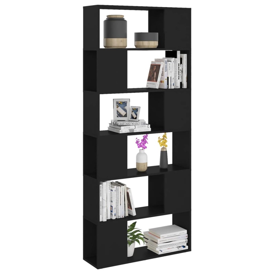 Librería separador madera contrachapada negro 80x24x186