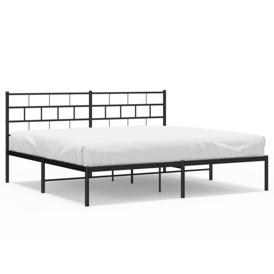 Estructura de cama con cabecero metal negro 193x203