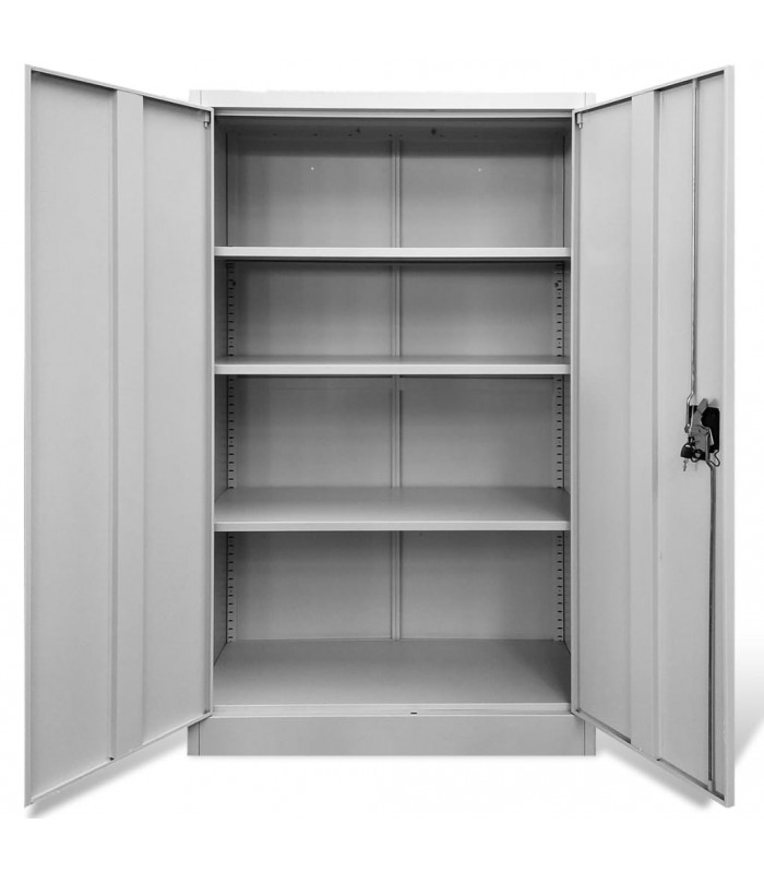 Armario de oficina con 2 puertas y 3 estantes ajustables 90 x 40 x 140 cm armario de oficina con estantes de metal gris Zerone 
