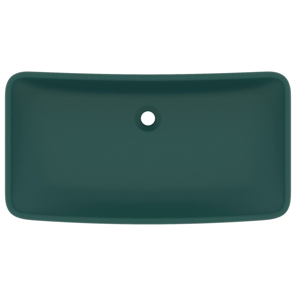 Lavabo rectangular de lujo cerámica verde oscuro mate