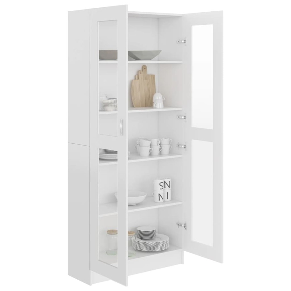 Vitrina de madera contrachapada blanco 82,5x30,5x185,5