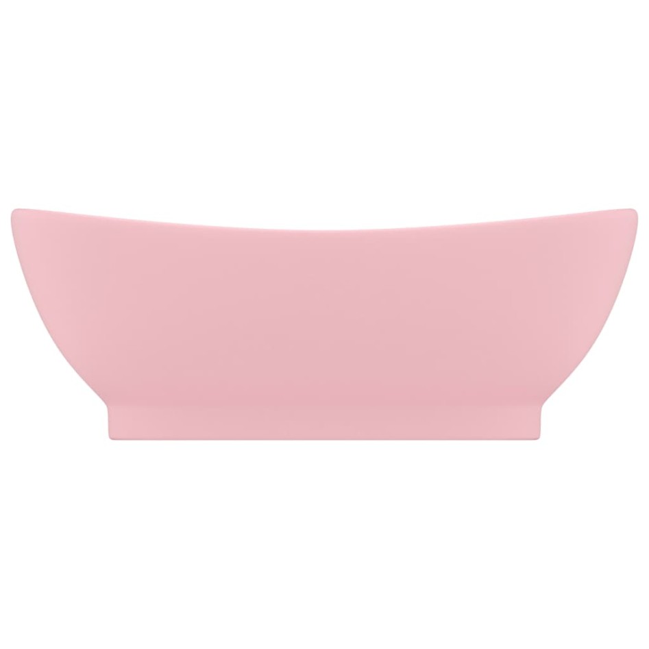 Lavabo lujoso con rebosadero cerámica rosa mate 58,5x39