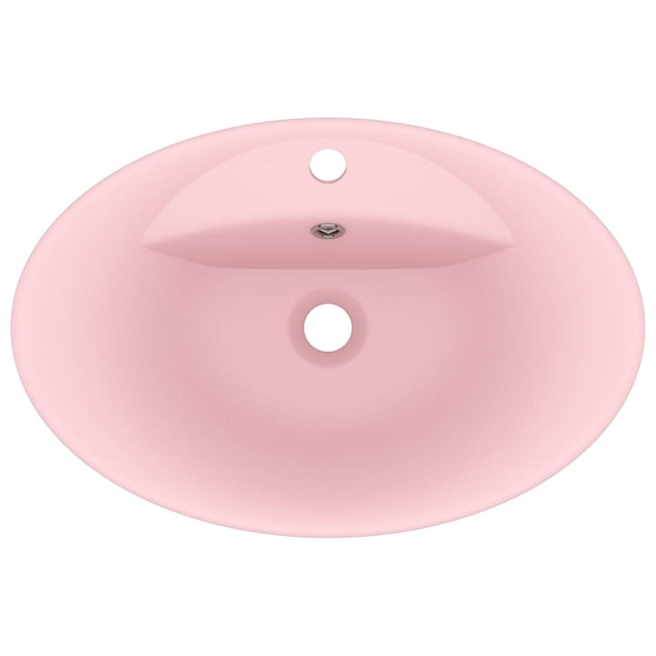 Lavabo lujoso con rebosadero cerámica rosa mate 58,5x39