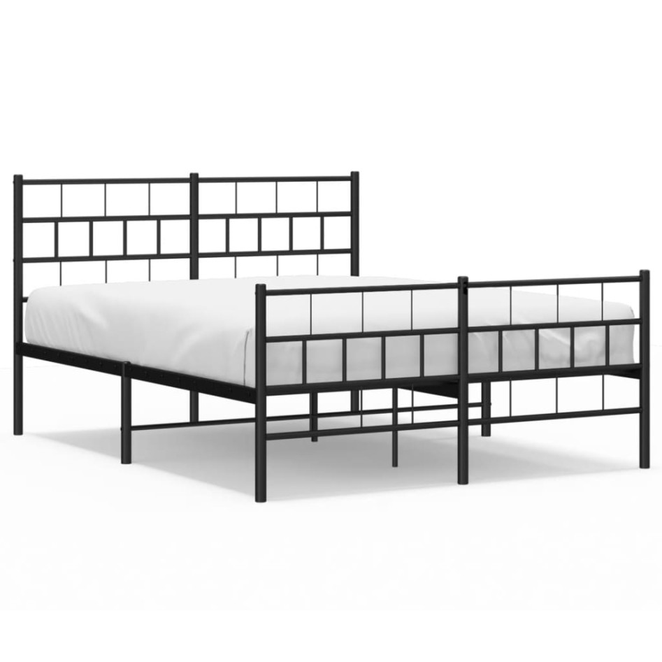 Estructura de cama cabecero y estribo metal negro 140x200