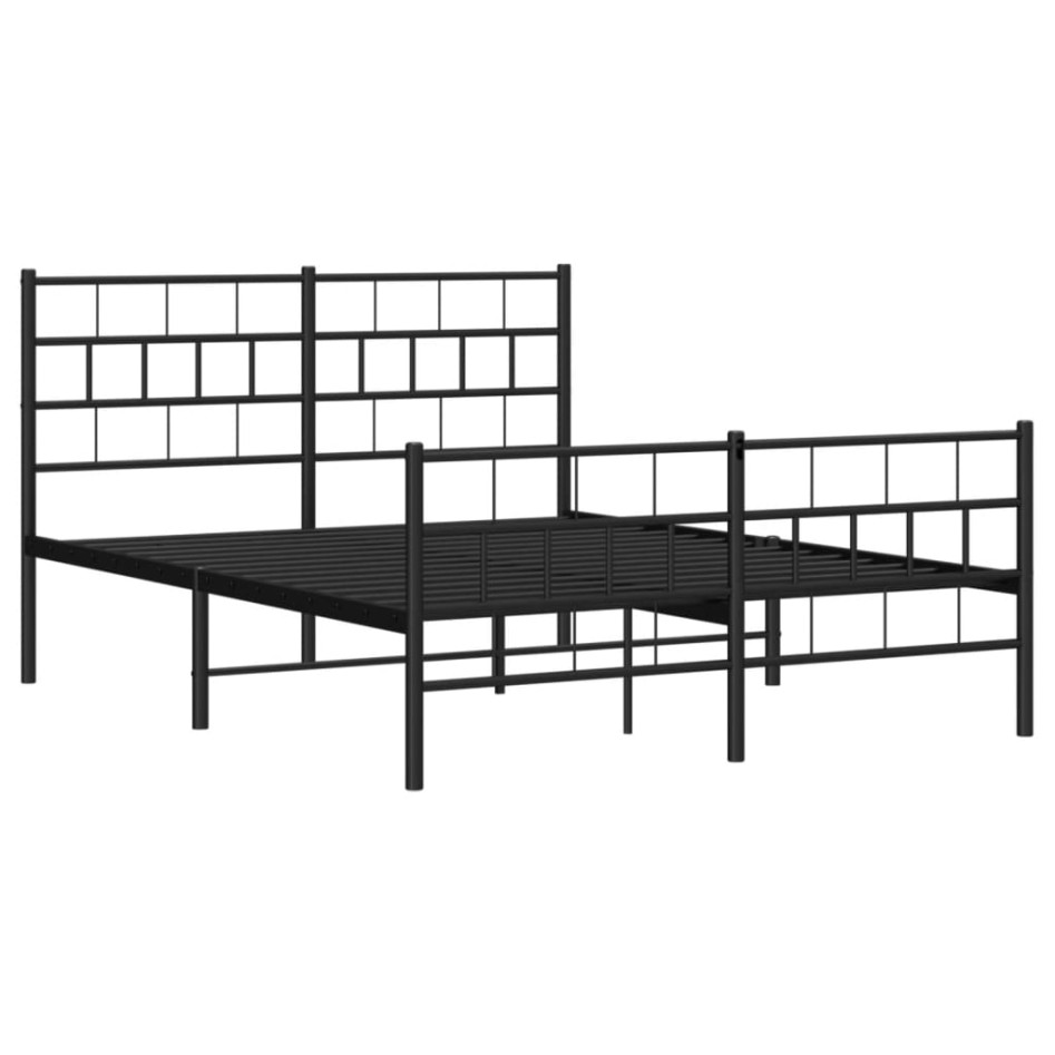 Estructura de cama cabecero y estribo metal negro 140x200