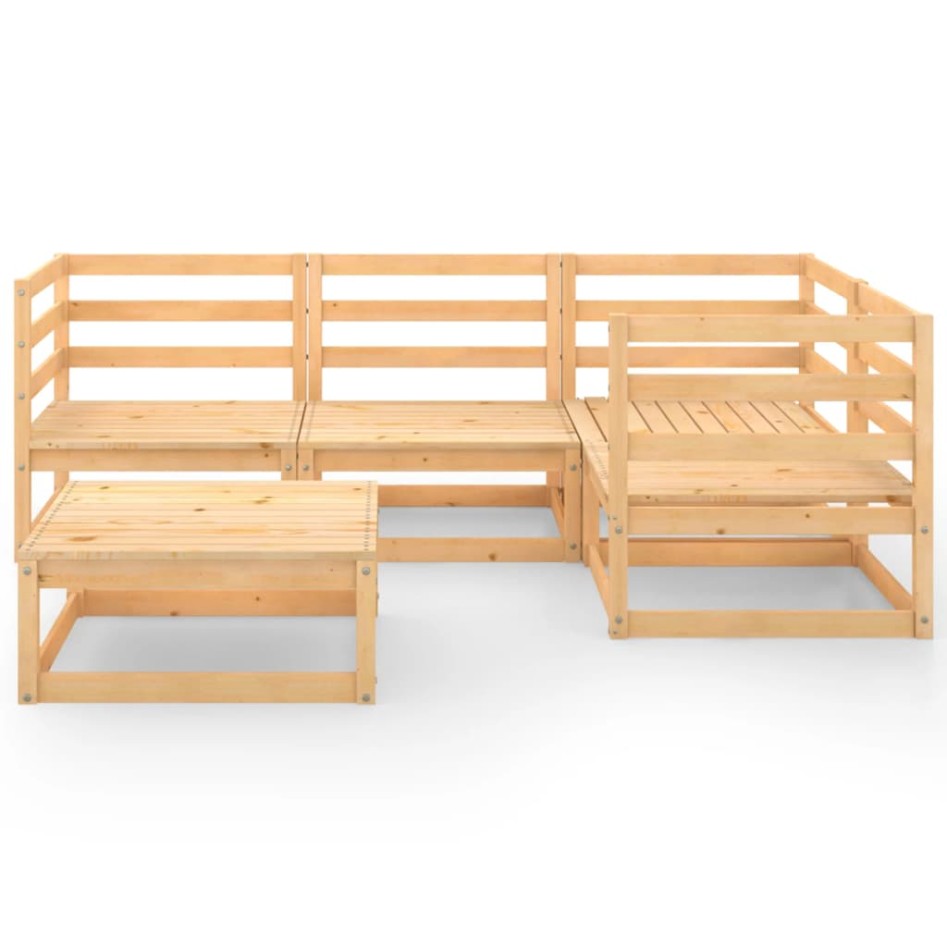 Juego de muebles de jardín 5 piezas madera maciza de