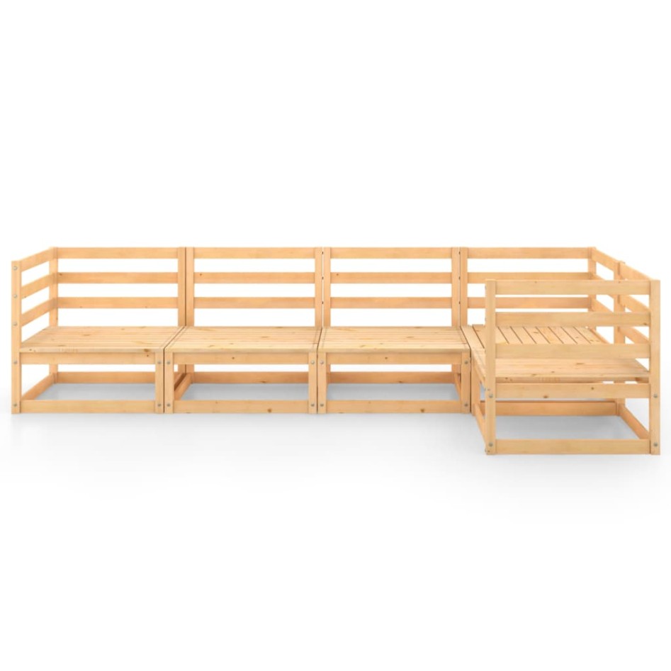 Juego de muebles de jardín 5 piezas madera maciza de