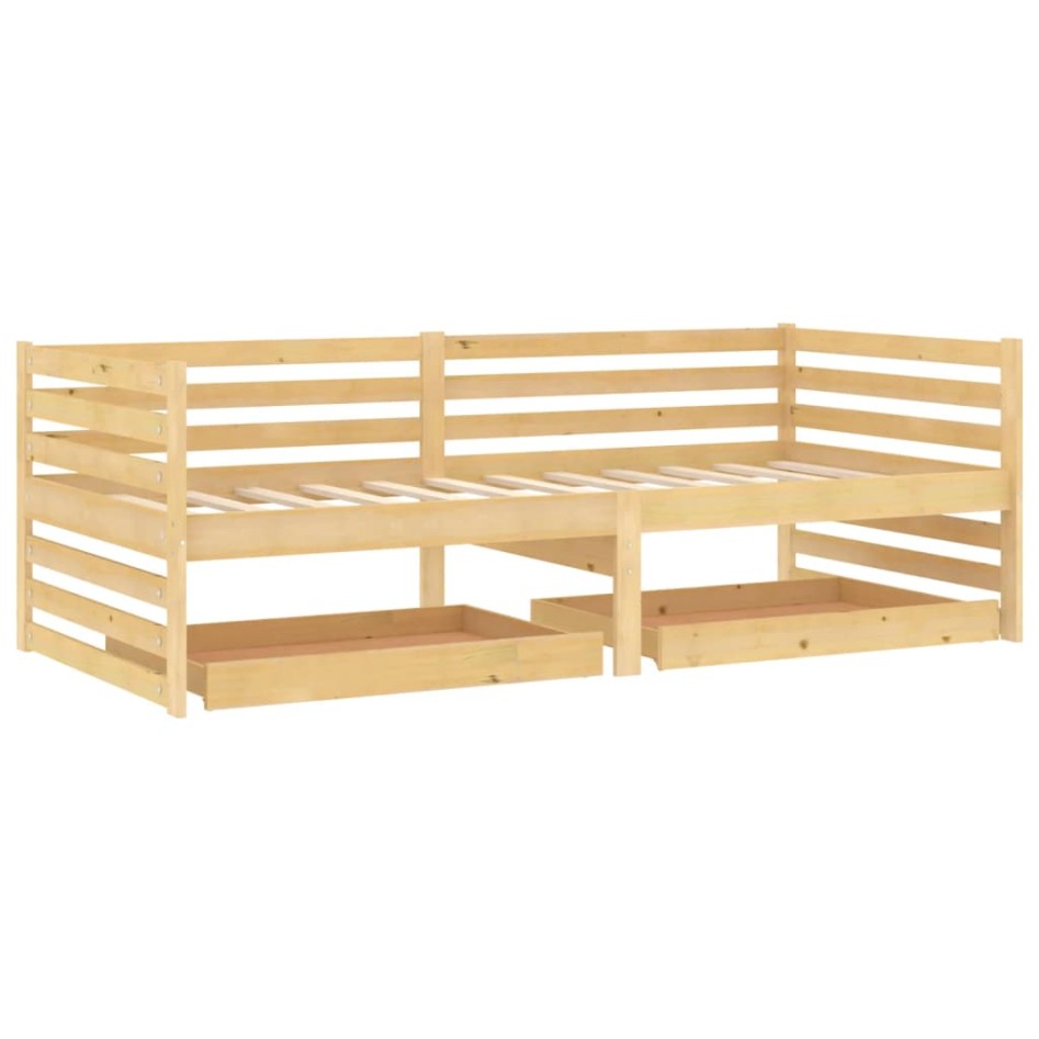 Sofá cama con cajones madera de pino maciza 90x200