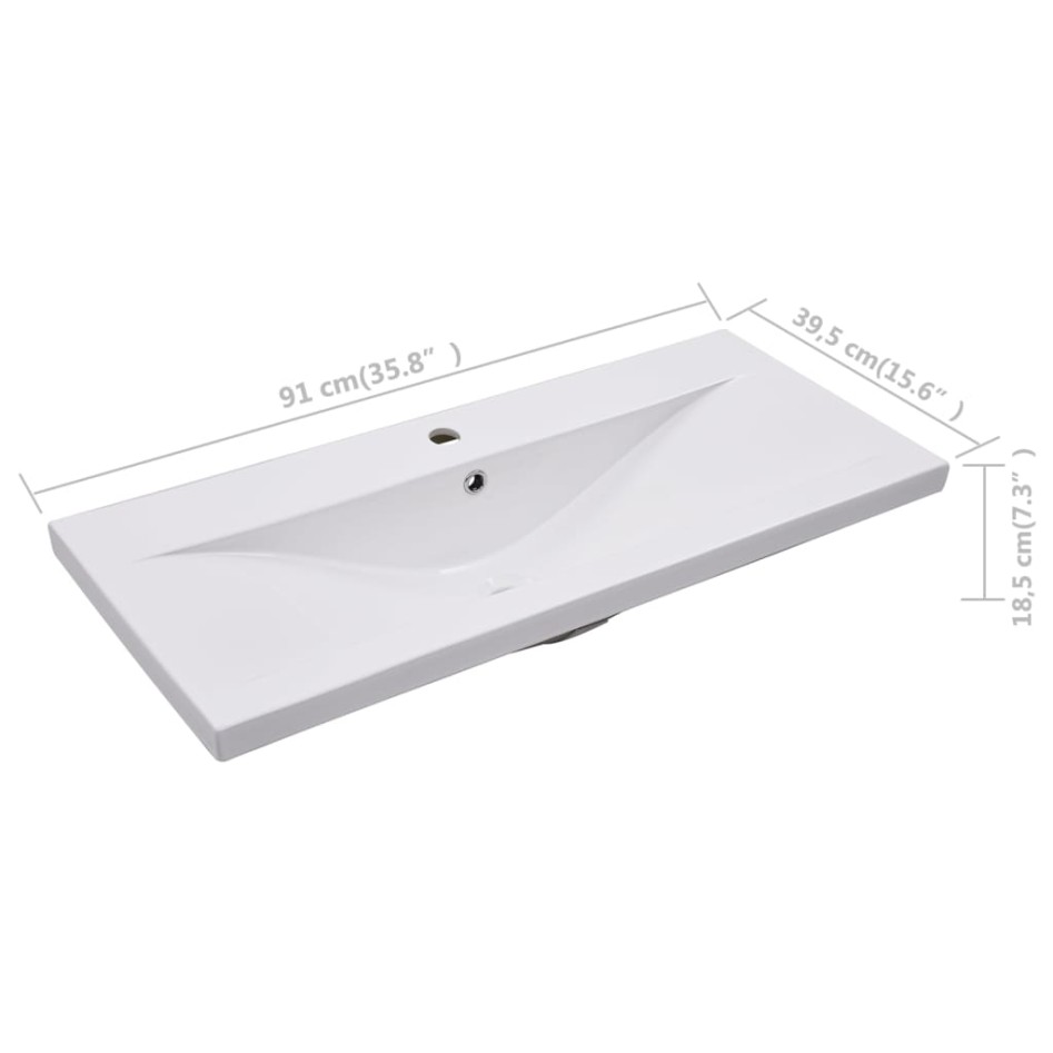 Lavabo encastrado de cerámica blanco 91x39,5x18,5