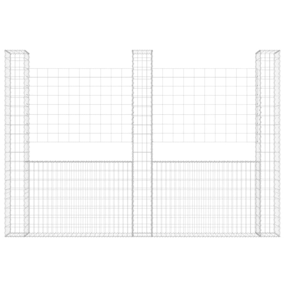 Cesta de gaviones forma de U 3 postes de hierro 260x20x200