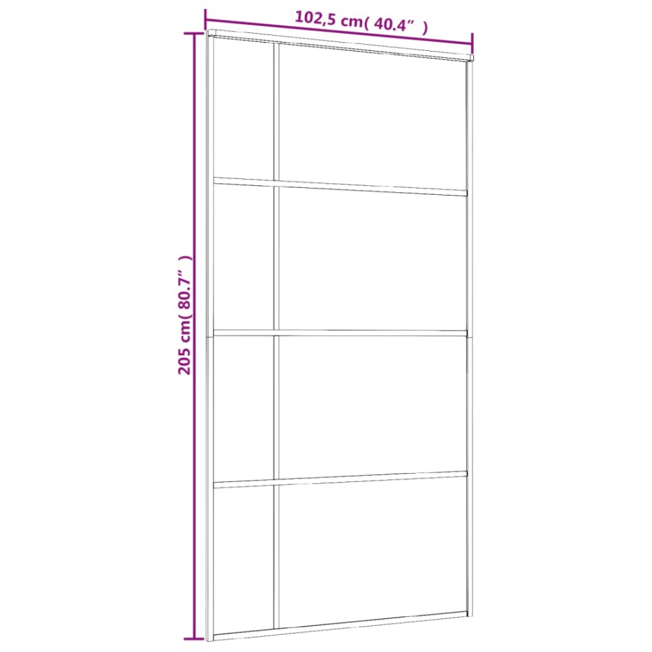 Puerta corredera ESG vidrio y aluminio negra 102,5x205