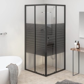 Cabina de ducha a rayas ESG negra 70x70x180